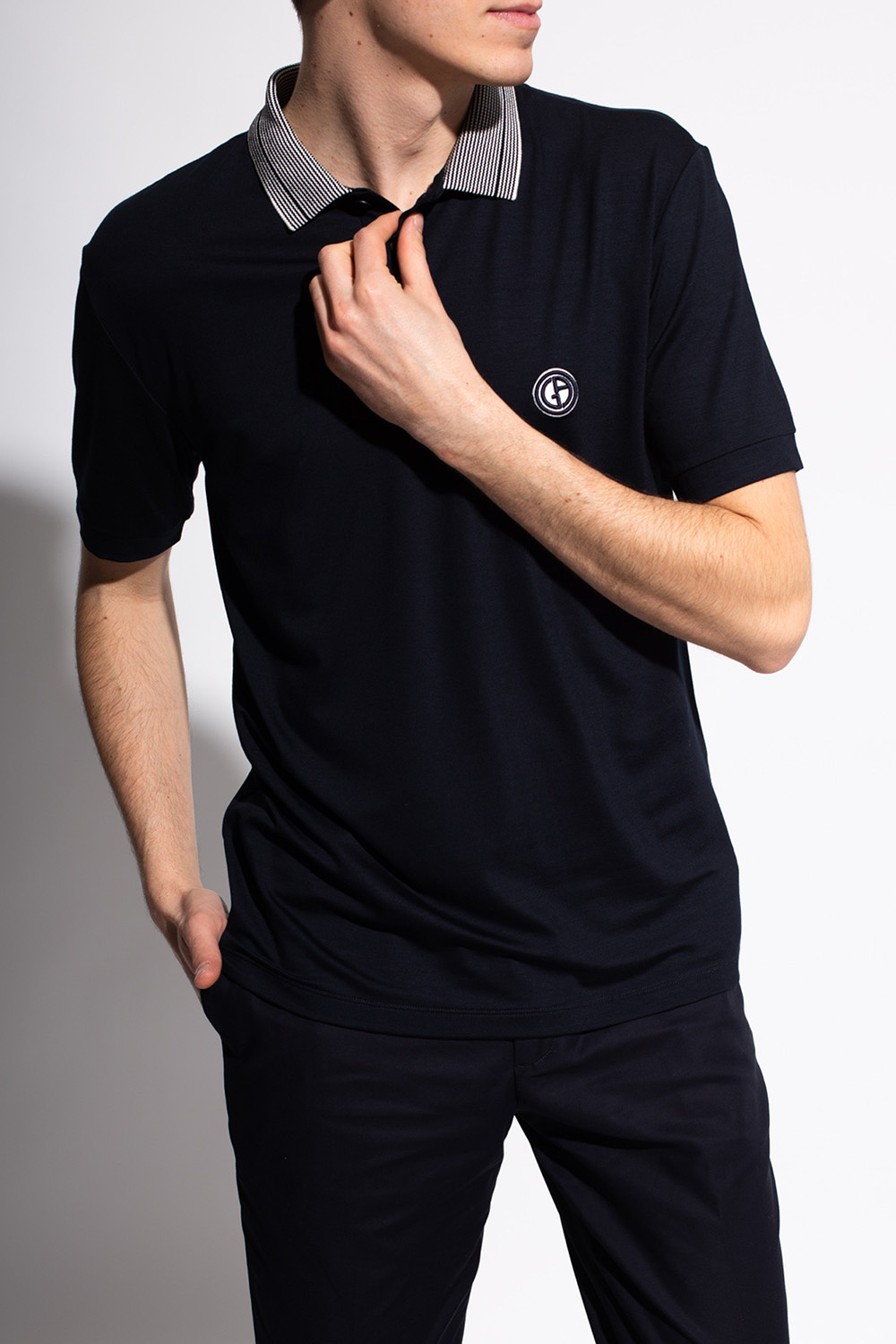 【ジョルジオアルマーニ】 Polo Shirts シャツ Giorgio Armani - Short sleeve cotton polo shirt blue - The